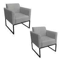 Kit 02 Poltronas Metálica Preto Grafite - 1