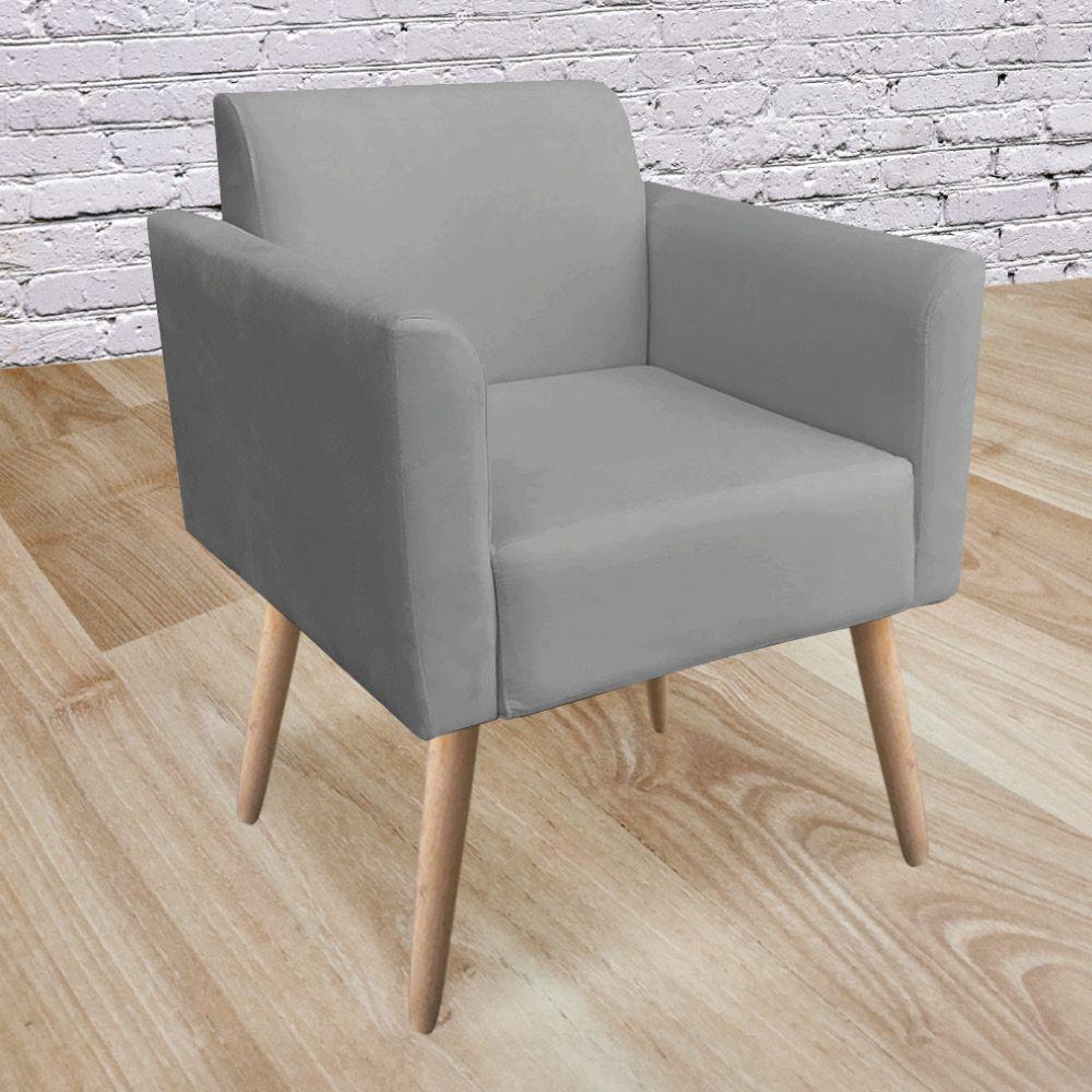 Kit 02 Poltronas Marisa Suede Pés Palito Natural Grafite - 2