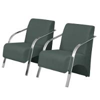 Kit 2 Poltrona Vênus 1 Lugar Braço Pé Alumínio Verde - 1