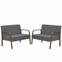 Kit 2 Namoradeiras Jade Braço Madeira Suede Grafite - 1