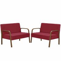 Kit 2 Namoradeiras Jade Braço Madeira Suede Vermelho. - 1