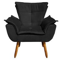 Kit 1 Namoradeira e 1 Poltrona Opala Suede Preto - Drossi