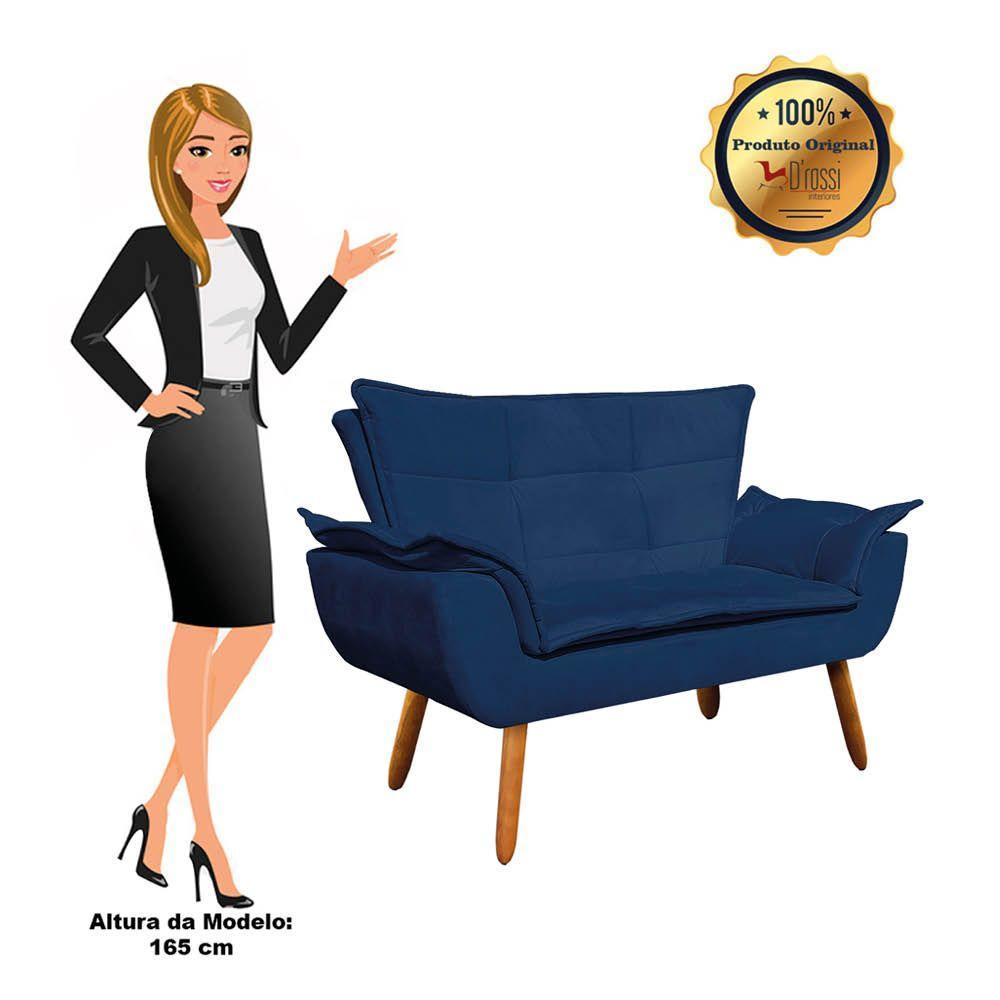 Kit 1 Namoradeira e 1 Poltrona Opala Suede Azul Marinho - 7
