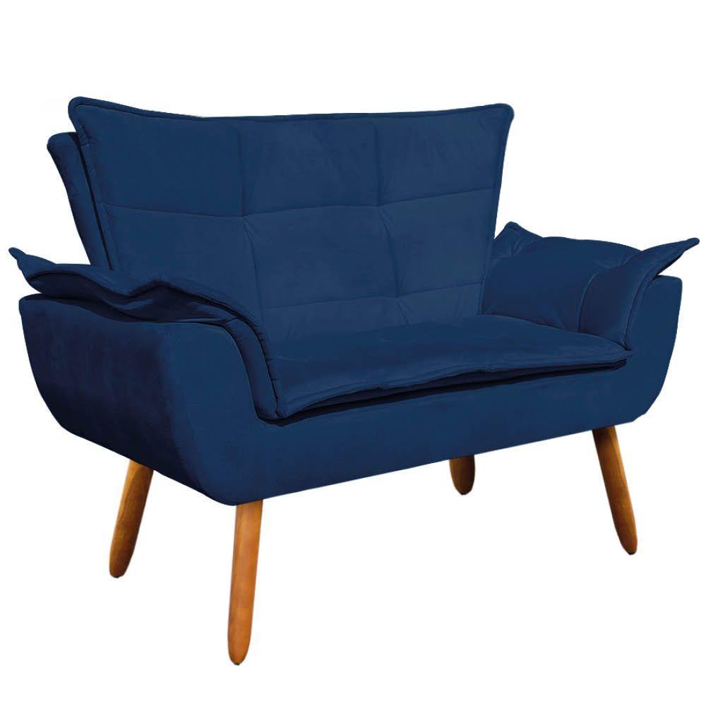 Kit 1 Namoradeira e 1 Poltrona Opala Suede Azul Marinho - 8
