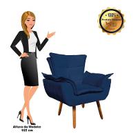 Kit 1 Namoradeira e 1 Poltrona Opala Suede Azul Marinho - 5