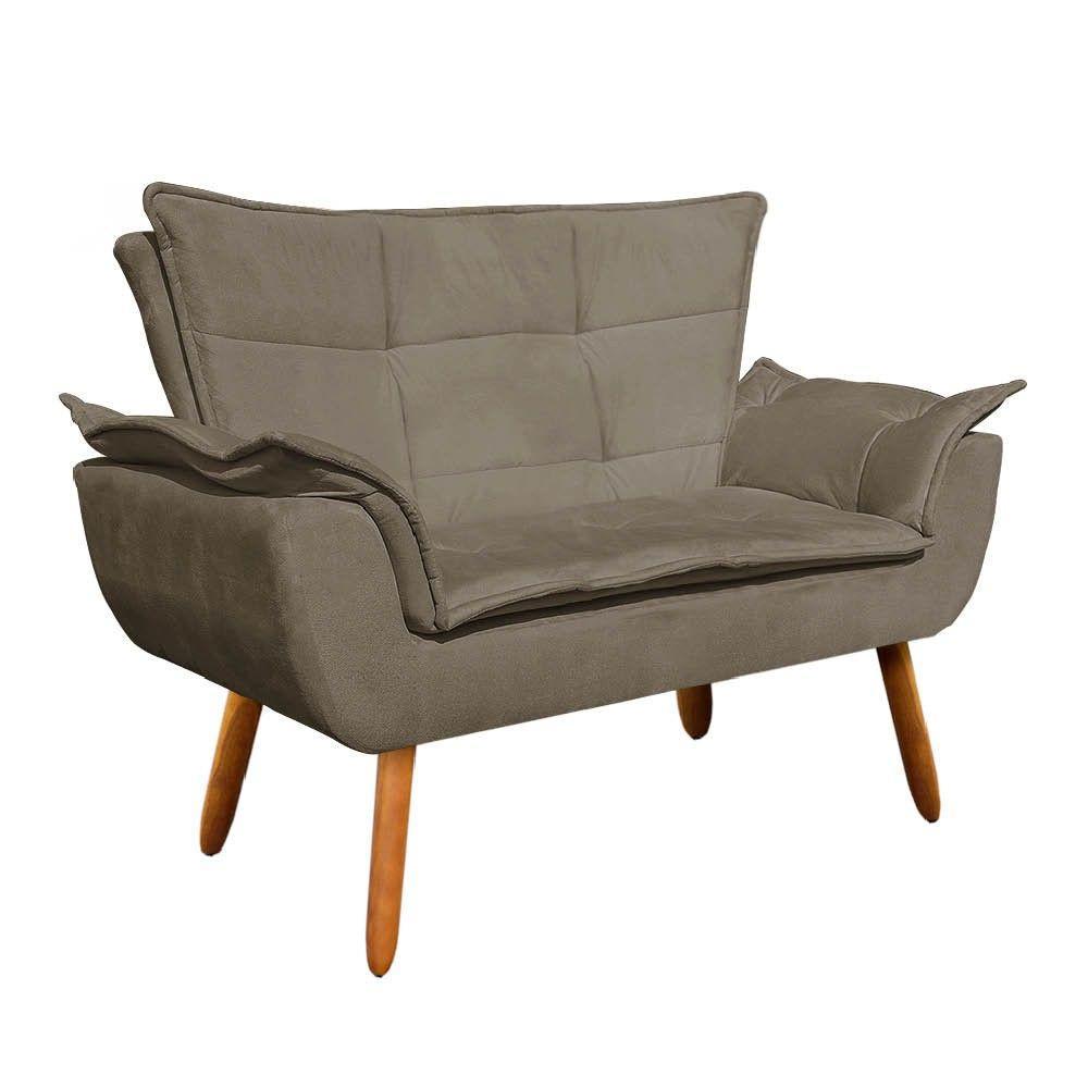 Kit 1 Namoradeira e 1 Poltrona Opala Suede Marrom Rato - 3