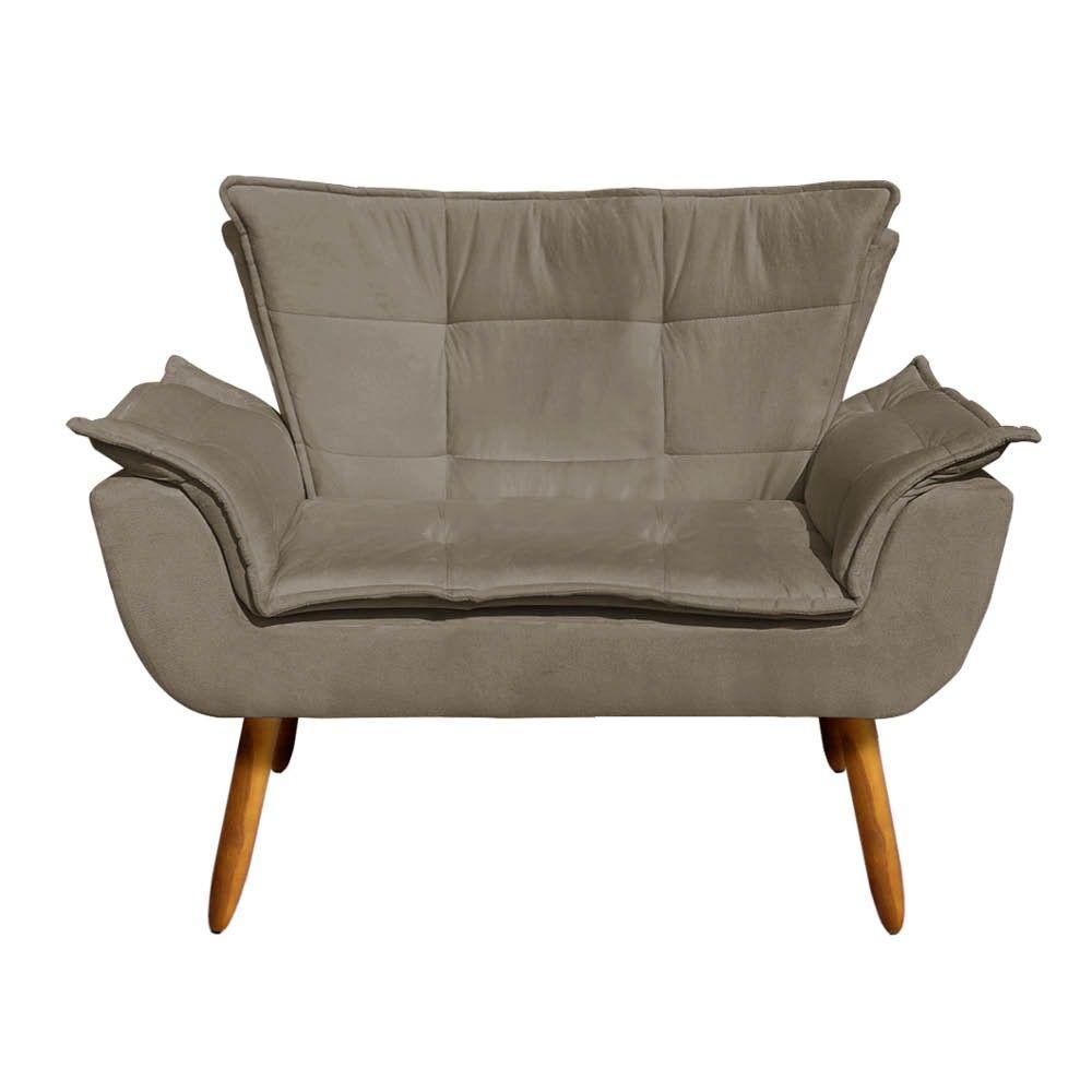 Kit 1 Namoradeira e 1 Poltrona Opala Suede Marrom Rato - 7
