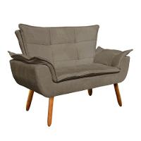 Kit 1 Namoradeira e 1 Poltrona Opala Suede Marrom Rato - 3