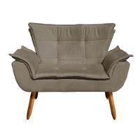 Kit 1 Namoradeira e 1 Poltrona Opala Suede Marrom Rato - 7