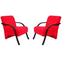 Kit 2 Poltronas Vênus 1 Lugar Suede Vermelho - 1