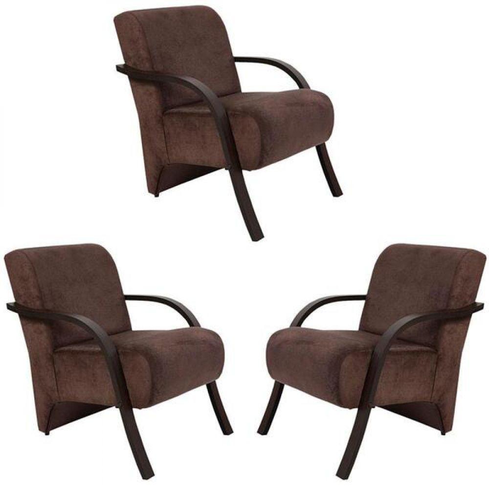 Kit 3 Poltrona Vênus 1 Lugar Suede Marrom - 1