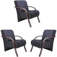 Kit 3 Poltronas Vênus 1 Lugar Suede Grafite - 1