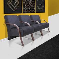 Kit 3 Poltronas Vênus 1 Lugar Suede Grafite - 2