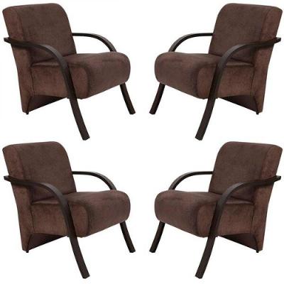Kit 4 Poltronas Vênus 1 Lugar Suede Marrom