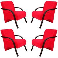 Kit 4 Poltronas Vênus 1 Lugar Suede Vermelho - 1