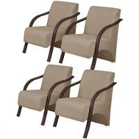 Kit 4 Poltronas 1 Lugar Vênus Pé Madeira D Salla Cappuccino