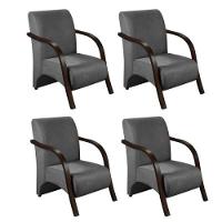 Kit 4 Poltronas 1 Lugar Vênus Braço Pé Madeira Suede Grafite Grafite - 1