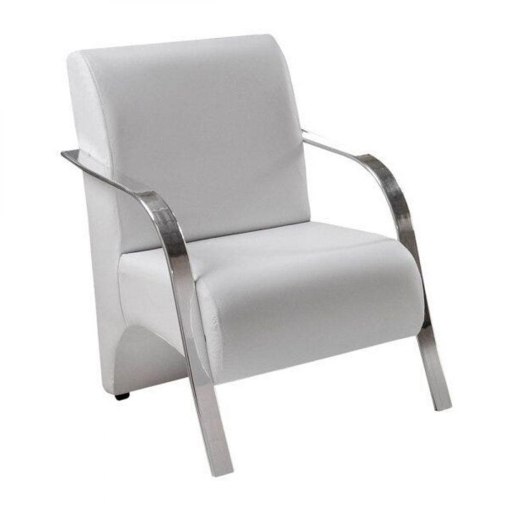 Poltrona 1 Lugar Vênus Pé Alumínio Courino Branco - 3
