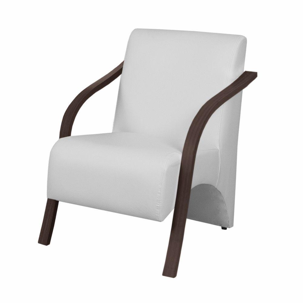 Poltrona 1 Lugar Vênus Braço Madeira Courino Branco - 1