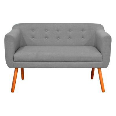 Namoradeira Julia 2 Lugares Linho Cinza Pés Palito Castanho