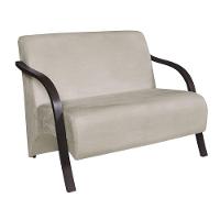 Poltrona 2 Lugares Vênus D Salla Suede Braço Madeira Bege - 1