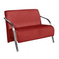 Poltrona 2 Lugares Vênus Braço Alumínio D Salla Vermelho. - 1