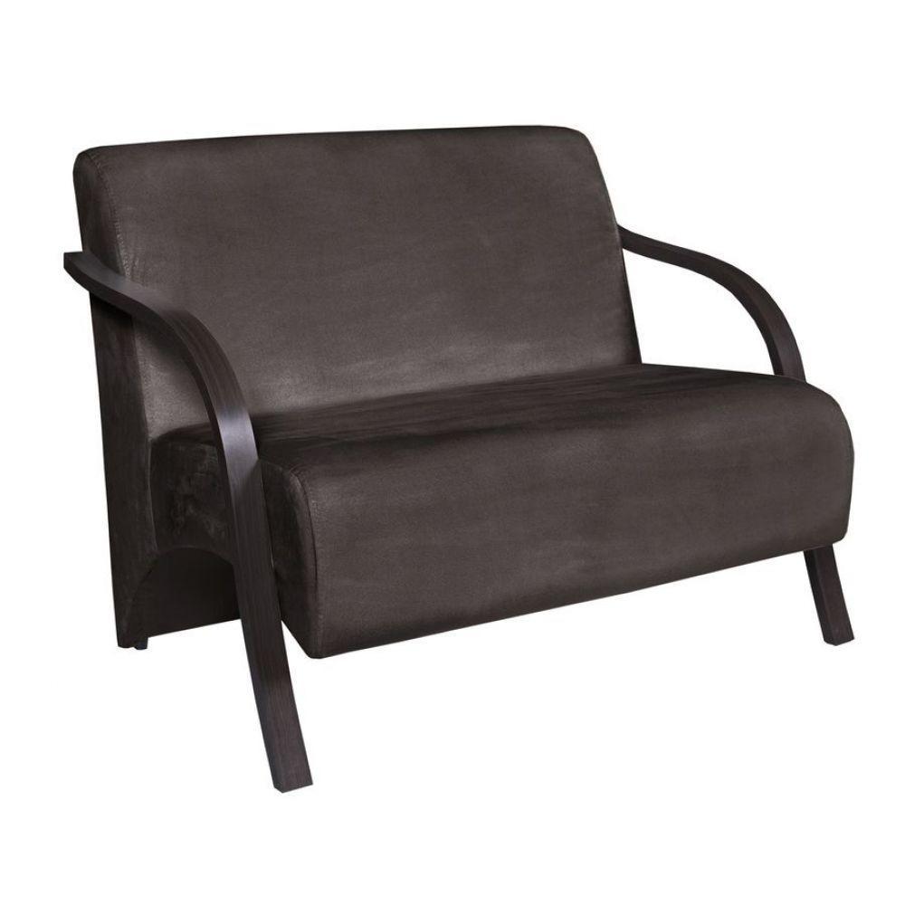 Poltrona 2 Lugares Vênus D Salla Suede Braço Madeira Marrom - 1