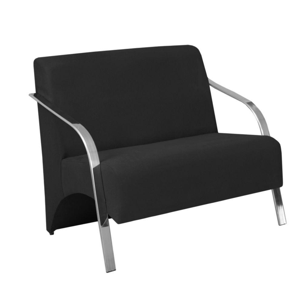 Poltrona 2 Lugares Vênus Braço Alumínio Suede Preto. - 1