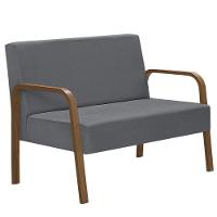 Poltrona 2 Lugaress Jade Braço Madeira Suede Grafite - 1