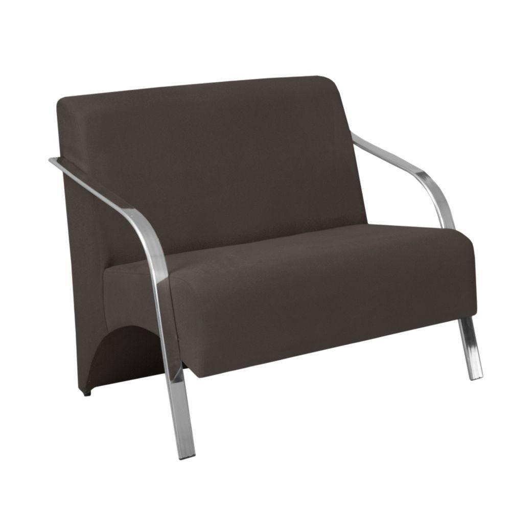 Poltrona 2 Lugares Vênus Braço Alumínio Suede Marrom - 1