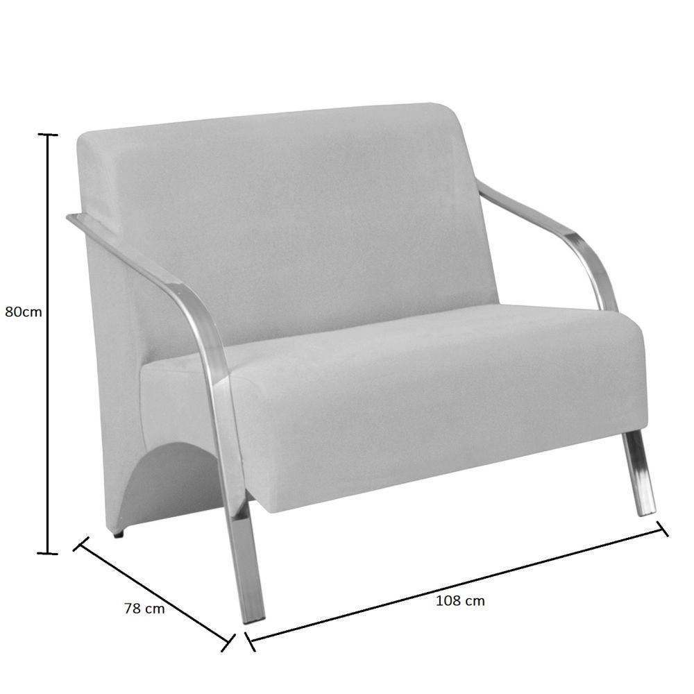 Poltrona 2 Lugares Vênus Braço Alumínio Suede Marrom - 2
