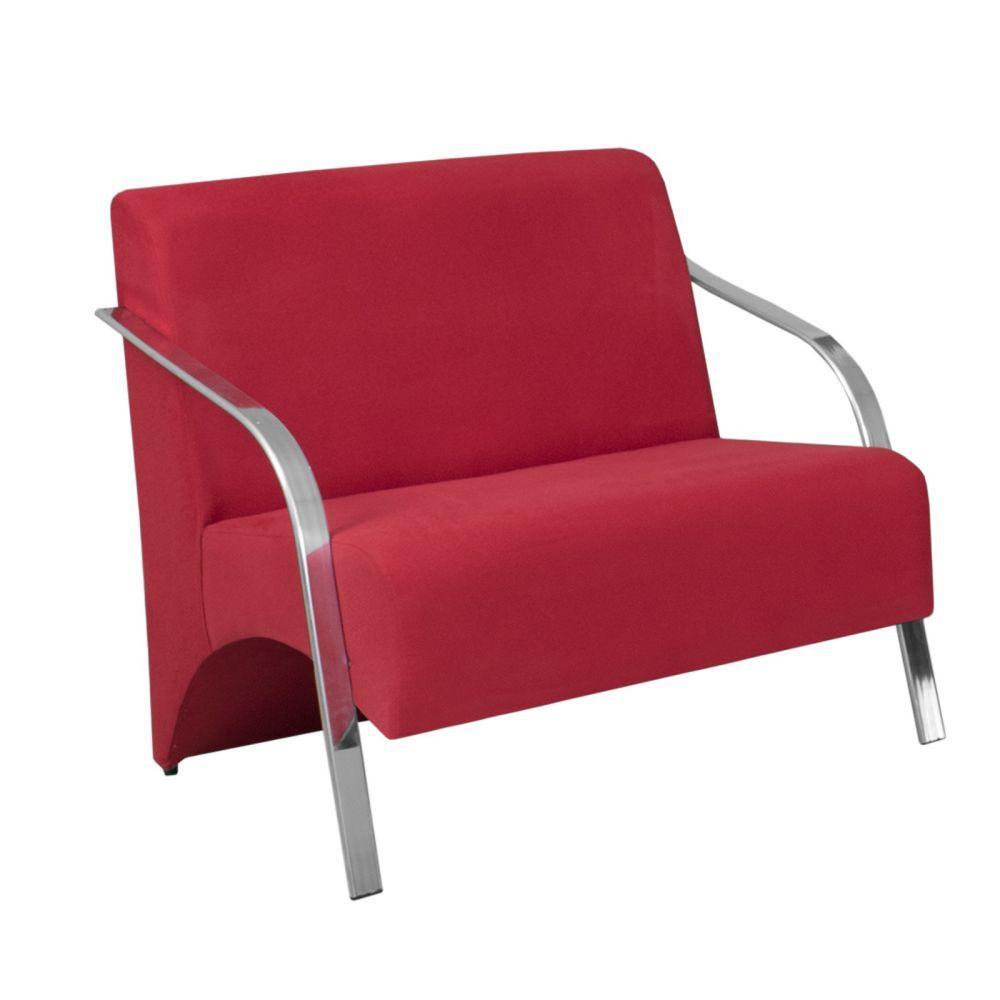 Poltrona 2 Lugares Vênus Braço Alumínio D Salla Vermelho - 1