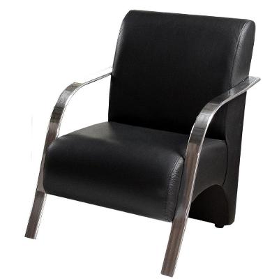 Poltrona Braços Alumínio Vênus Courino Preto