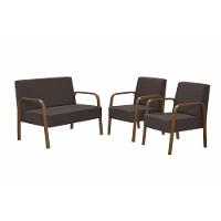 Conjunto Poltrona Luna Braço Madeira D Salla Suede Marrom - 1