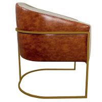 Kit 02 Poltronas Ferro Dourado Corano Nozes E Linho Bege - 2