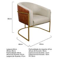 Kit 02 Poltronas Ferro Dourado Corano Nozes E Linho Bege