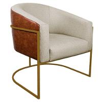 Kit 02 Poltronas Ferro Dourado Corano Nozes E Linho Bege - 5