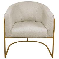 Kit 02 Poltronas Ferro Dourado Corano Nozes E Linho Bege - 6