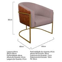 Kit 02 Poltronas Ferro Dourado Corano Nozes E Linho Rosê