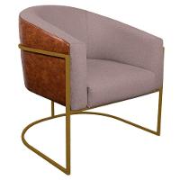 Kit 02 Poltronas Ferro Dourado Corano Nozes E Linho Rosê - 5