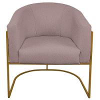 Kit 02 Poltronas Ferro Dourado Corano Nozes E Linho Rosê - 6