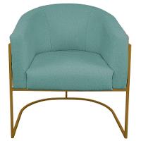 Kit 02 Poltronas Ferro Dourado Corano Nozes E Linho Azul Turquesa - 6