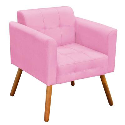 Poltrona Elisa Suede Rosa Bebê