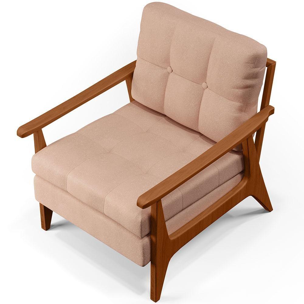 Kit 02 Poltronas Encosto Ripado Emília B04 Linho Rosê - 3