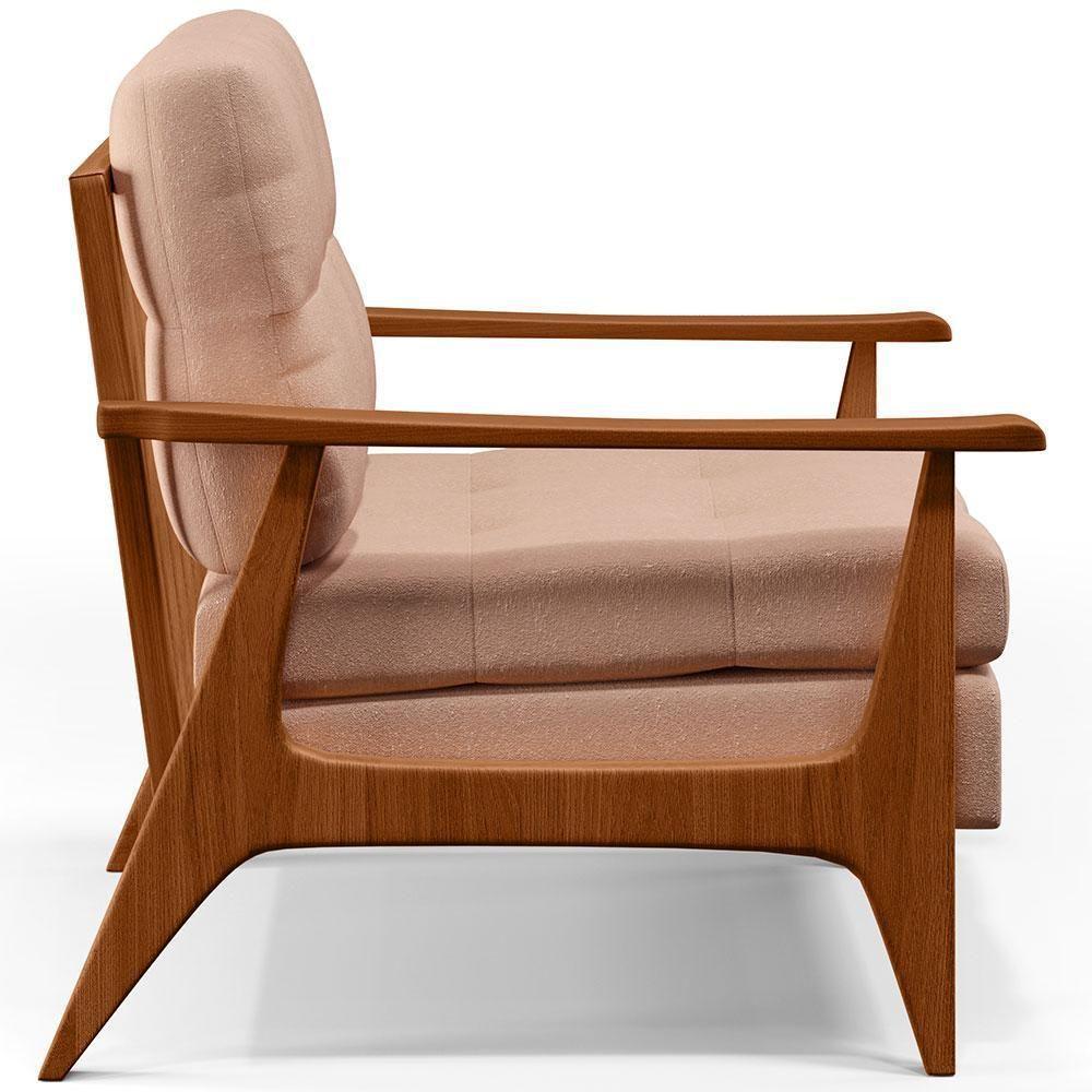 Kit 02 Poltronas Encosto Ripado Emília B04 Linho Rosê - 4