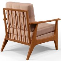 Kit 02 Poltronas Encosto Ripado Emília B04 Linho Rosê - 2