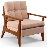 Kit 02 Poltronas Encosto Ripado Emília B04 Linho Rosê - 8