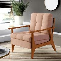 Kit 02 Poltronas Encosto Ripado Emília B04 Linho Rosê - 9