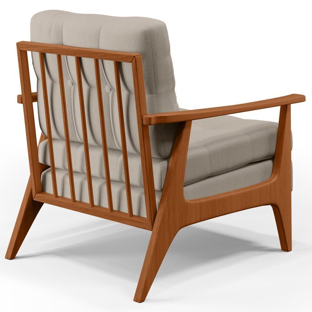 Kit 02 Poltronas Encosto Ripado Emília B04 Linho Cru - 2