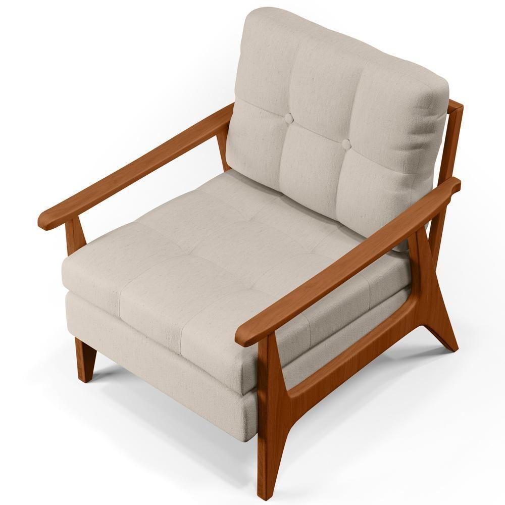 Kit 02 Poltronas Encosto Ripado Emília B04 Linho Cru - 3